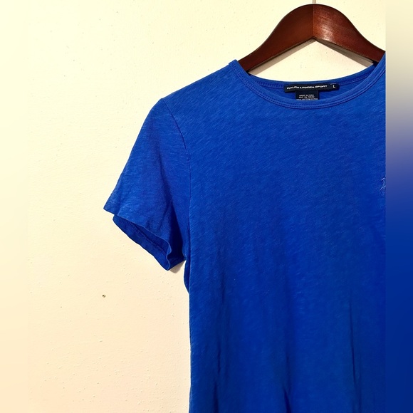 Ralph Lauren Sport Women’s 100% Cotton Short Sleeve Tee Top Size Large Blue - Picture 4 of 6
